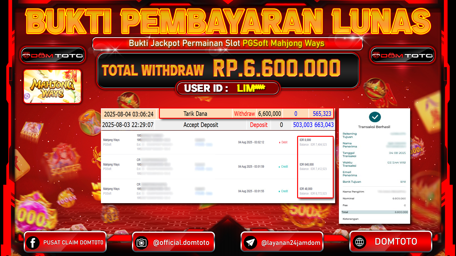 JACKPOT SLOT MAHJONG WAYS 04 AGUSTUS  2025